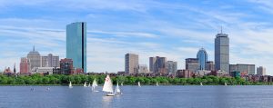 Boston city harbor view